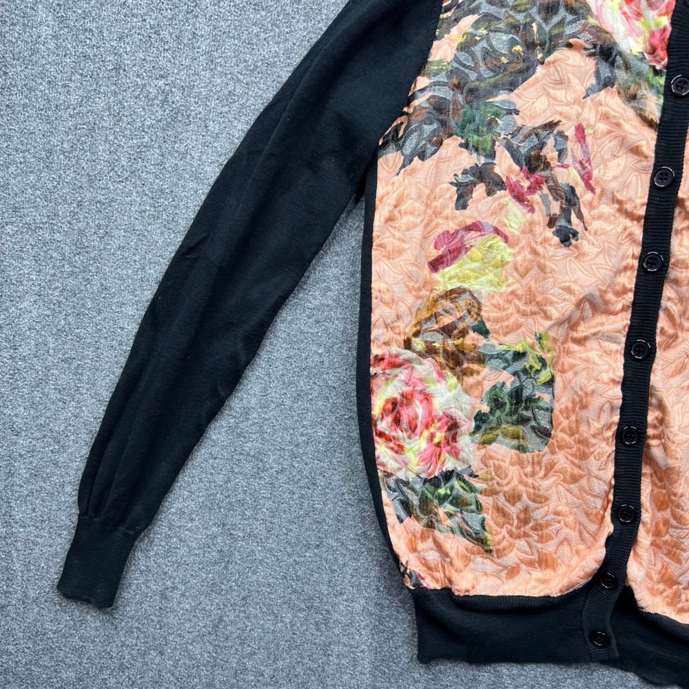 Dolce & Gabbana Sweater Women Small Black Cardigan Floral Silk Front Button Knit - Picture 10 of 16